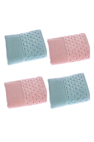 Özdilek 4 Pieces Adria Hand and Face Towel Mint Pink 100% Cotton Towel