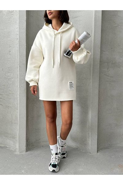 İLKCET MODA Hanorac de damă oversize lung cu glugă