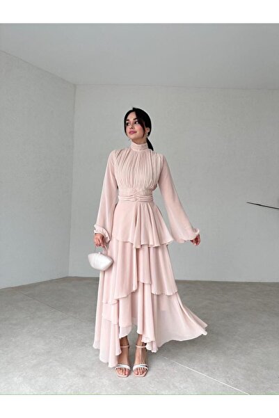 Riche Γυναικείο φόρεμα Cream Midi Chiffon