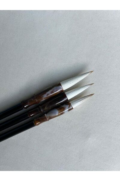 Ferimah Art 3'lü Set Fırça Boyama Fırçaları S-m-l Boy Yağlı, Çini, Sulu, Guaj, Akrilik, Ahşap, Hobi Tavşan Kılı