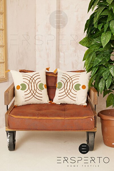 Ersperto 43x43cm Bohemian Tasseled Linen Pillow Case - 1 Piece