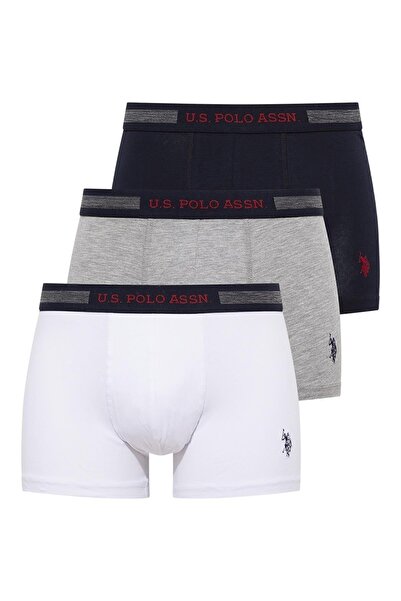 U.S. Polo Assn. Large Size 3-Piece Men's Boxer Set - Cotton and Lycra, Gray W...