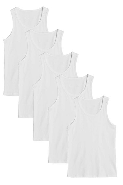 QKK 5-Piece Classic White Men's Athlete - 100% Cotton Q.U.O.1.K.0K.A3.K.0O.T.A5