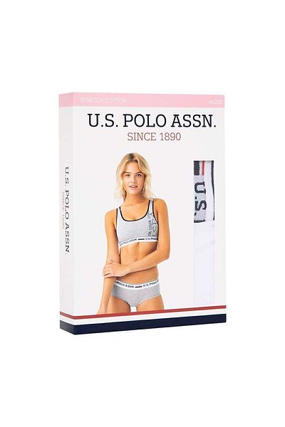 U.S. Polo Assn. Women's Cotton Red Thick Strap Bustier Shorts Suit Set