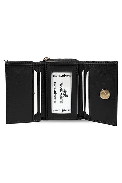 Frank Martin Women's Zippered Wallet with Coin and Paper Coin Compartment Black