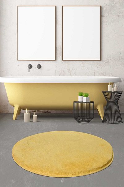 Chilai Home Κίτρινο 90x90 cm Ακρυλικό Μοκέτα Μπάνιου Διαμέτρου Καιρού - Χαλάκι Πόρτας