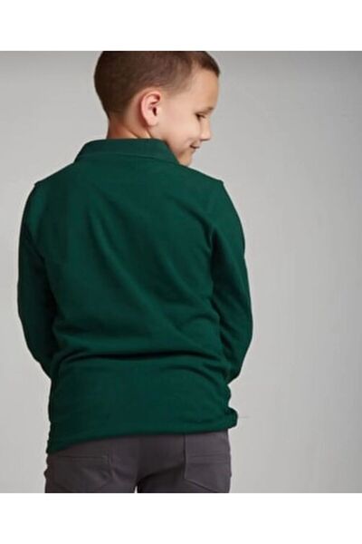 Ümiteks world of clothes Školní tričko Nefti Green Polo Collar s dlouhým rukávem