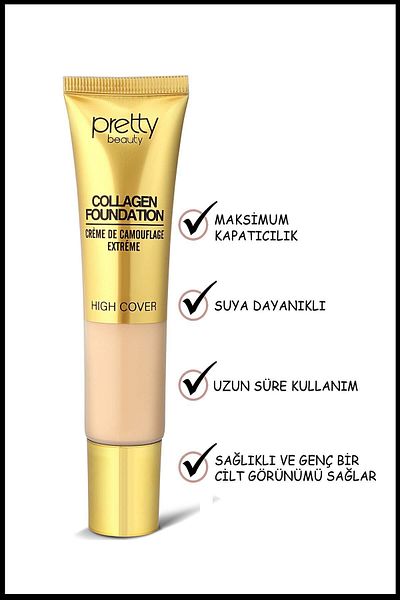Pretty Beauty High Cover Collagen Foundation with High Coverage Effect No:1