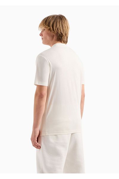 Emporio Armani Men's Cotton Short Size Comfortable Cut Daily Ecru T-Shirt 3D1TG3 1JPZZ-01A2