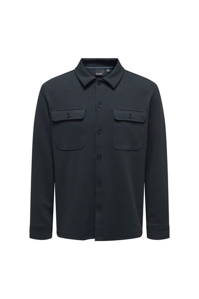 Only & Sons Cămașă uni bleumarin închis pentru bărbați22021279_onsnewkodyl Swea