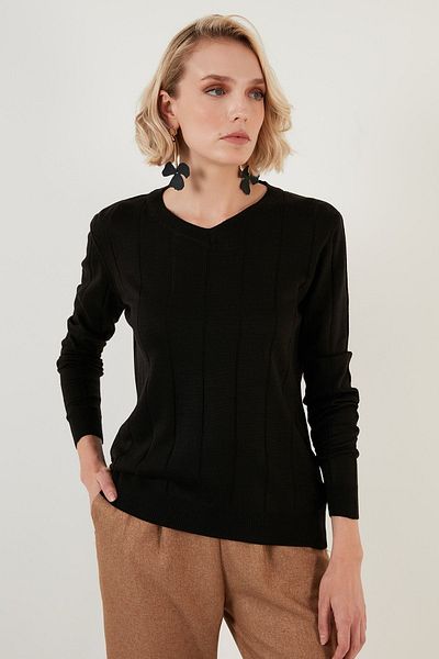 Lela Soft Acrylic V-Neck Knitwear Sweater Women's Sweater 6321073