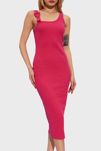 VERSACE JEANS COUTURE فستان متوسط الطول بإبزيم باروكي من القطن المطاطي 76HAO947 J0004 401