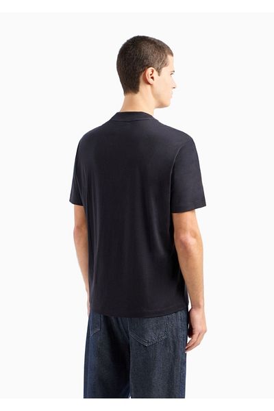 Emporio Armani Tricou pentru bărbați, bumbac, mărime scurtă, cu croiala relaxată, ocazional, bleumarin1 3D1TG3 1JPZZ-09R2