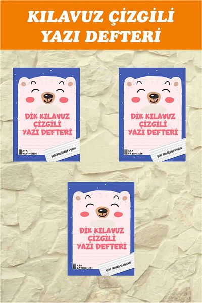 Ata Yayıncılık Large Size Guidebook with Lines - 1St Class Vertical Basic Letters, 3 Pieces