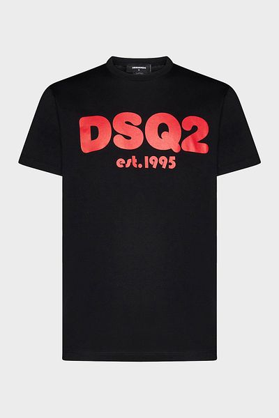 DSquared2 شعار طاقم الرقبة القطن منتظم صالح تي شيرت الرجال تي شيرت S74GD1086 S23009 900