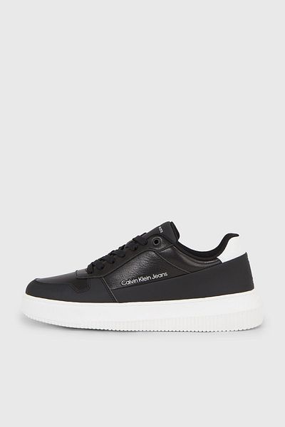 Calvin Klein Men's Black Sneakers with Brand Logo Suitable for Daily Use Ym0ym00873-0Gm