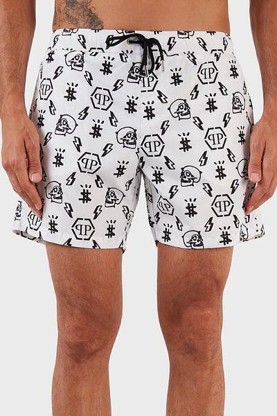 PHILIPP PLEIN Με λογότυπο μαγιό σορτς με κορδόνι μέσης μαγιό κοντό ανδρικό μαγιό κοντό Cupp18m0101