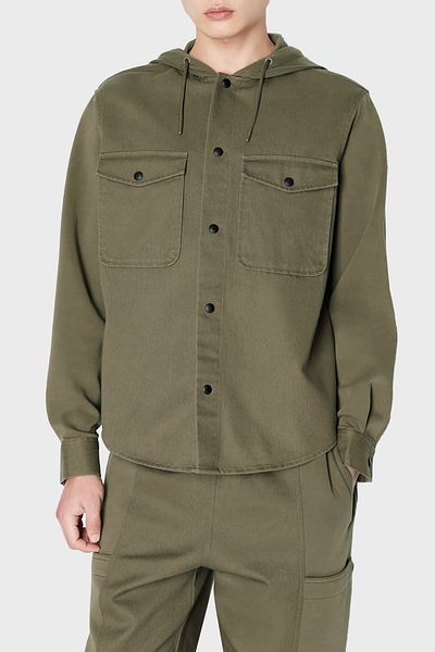 Armani Exchange Cotton Relaxed Fit Double Pocket Hooded Shirt Men's SHIRT 6RZCL1 Z196Z 1784