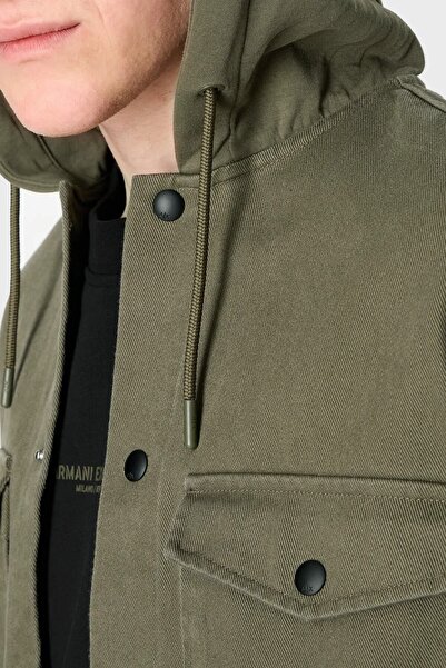 Armani Exchange Cotton Relaxed Fit Double Pocket Hooded Shirt Men's SHIRT 6RZCL1 Z196Z 1784