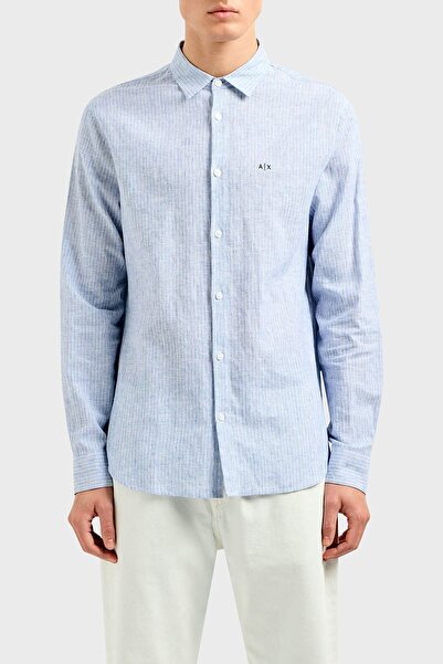 Armani Exchange Cotton and Linen Blended Regular Fit Shirt Men's SHIRT 3DZC32...