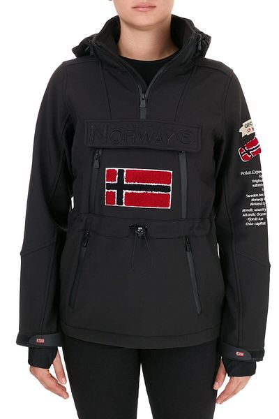 Norway Geographical Women's Black Hooded Outdoor Coat