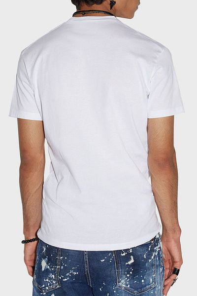 DSquared2 تي شيرت رجالي برقبة دائرية 100% قطن بقصة عادية تي شيرت رجالي S74GD1094 S23009 100