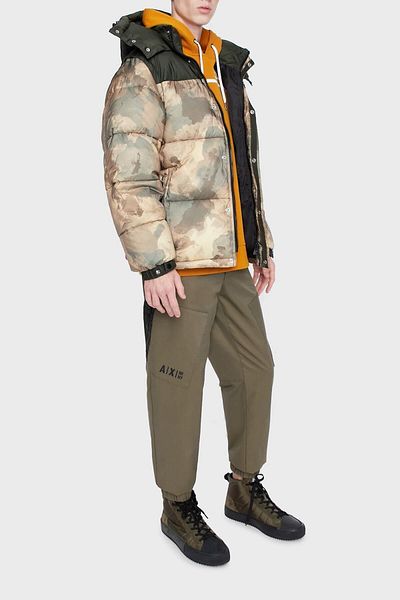 Armani Exchange Camouflage Patterned Quilted Coat with Removable Hood and Sleeves Men's Coat 6lzb22 Zn