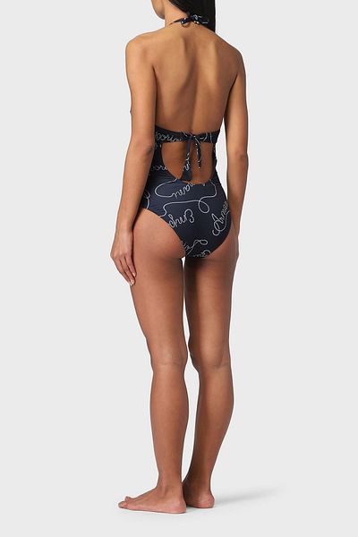 Emporio Armani Costum de baie fără sârmă cu model și detaliu de șireturi 262642 3r310 01736
