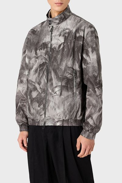 Emporio Armani معطف رجالي موسمي ذو ياقة واقفة بقصة عادية 3D1BH9 1NTDZ F617