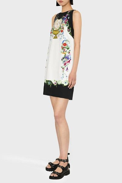 VERSACE JEANS COUTURE فستان قصير من القطن منقوش على شكل حرف A 74hao95p Es058l54 G03