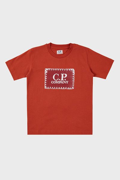 C.P. COMPANY Детска памучна тениска с кръгло деколте - T SHIRT 10CKTS054 005792W 468