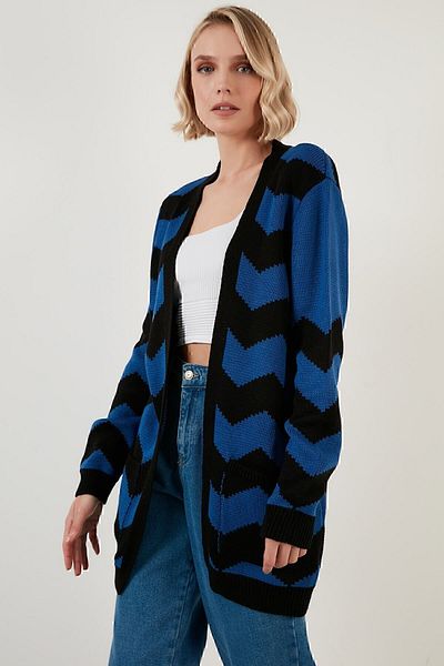 Lela Color Blocked Pocket Long Cardigan Women's Cardigan 6310006