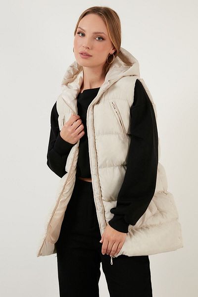 Lela Hooded Pocketed Regular Fit Puffer Vest 64789677