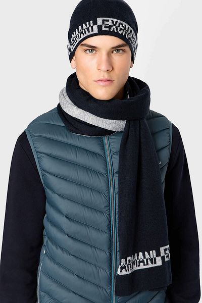 Armani Exchange Logo Beret Scarf Set Men's SCARF SUIT 954651 CC313 00035