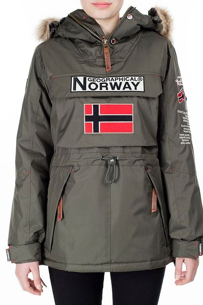 Norway Geographical Parka de exterior kaki cu glugă pentru femei