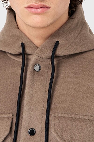 Emporio Armani Hooded Pocket Soft Textured Wool Unlined Jacket Men'S JACKET 6R1B94 1NMYZ 0144