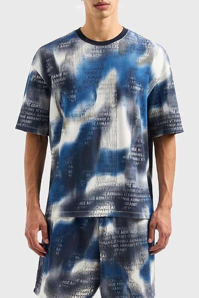 Armani Exchange Tricou din bumbac cu decolteu relaxat pentru bărbați 3DZTLA ZJZKZ 55JK