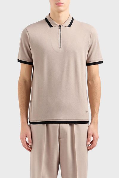 Emporio Armani Ανδρικό μπλουζάκι πόλο με φερμουάρ, κανονική εφαρμογή, ανδρικό μπλουζάκι με λαιμόκοψη 3D1FE5 1JTKZ