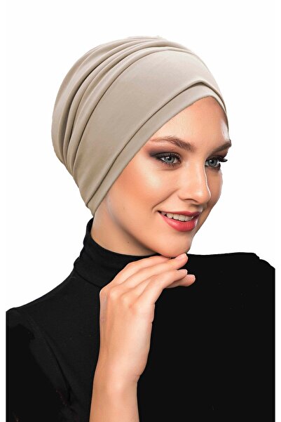 fidan bone Διπλής στρώσης με επένδυση μπεζ έτοιμο τουρμπάνι Hijab Εξωτερικό και Καπάκι πισίνας