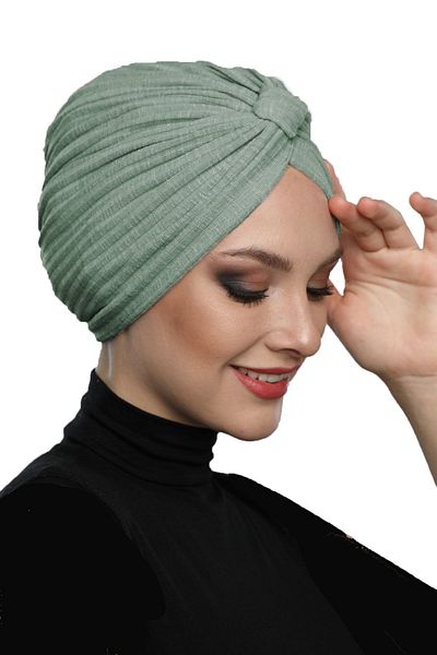 fidan bone Βαμβακερή επένδυση με λουράκι Water Green Ready Turban Hijab Καπέλο πισίνας