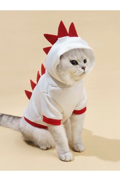 Petwinn Dinazor Tasarımlı Üç Boyutlu Pamuklu Kumaş Kedi Köpek Kıyafeti Kapişonlu