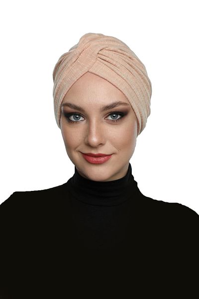 fidan bone Cross Combed Cotton Lined Open Crochet Ready-made Turban Hijab Pool Bonnet