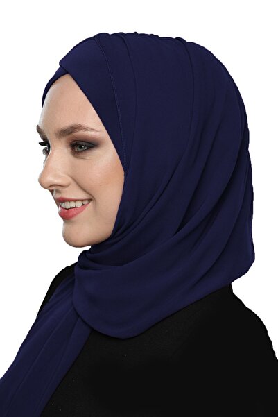 fidan bone Şallı Takmatik Sade Lacivert Hazır Türban Tesettür Bone Medikal Ku...