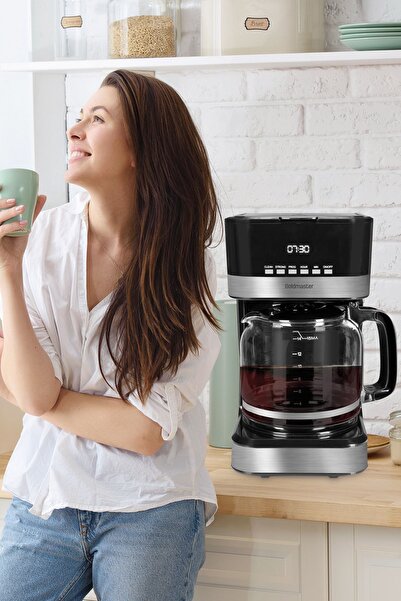 GOLDMASTER Hazz 1.8 Litre Cam Sürahili Yıkanabilir Filtreli Otomatik Zaman Ayarlı Dijital Filtre Kahve Makinesi