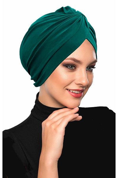 fidan bone Πράσινο έτοιμο τουρμπάνι Hijab με σταυρωτό γάντζο εξωτερικό και καπάκι πισίνας