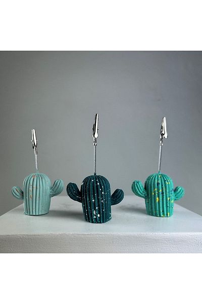 oasis decoration Mint Ice Green Dark Green Cactus Splash 3-Piece Note Holder Set