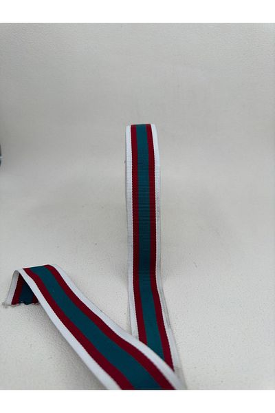 paşateks since 1995 şekil 5 Meters 3 cm Striped Grosgrain Ribbon - White/Burgundy/Green