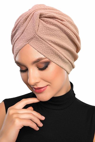 fidan bone Βραδινό καπό φόρεμα Cross Fukuro Glitter Lined Powder Ready Turban Hijab