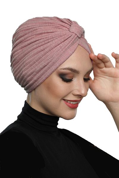 fidan bone Cotton Banded Cross Lined Candy Pink Instant Turban Hijab Pool Cap