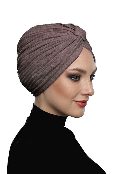 fidan bone Cotton Banded Cross Lined Echinacea Color Ready Turban Hijab Pool Cap